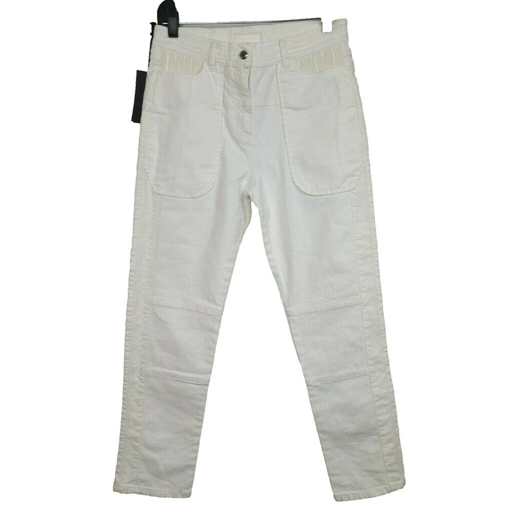 Belstaff Wrenn Trousers Jeans Womens Size 27‎ Off White Skinny Leg High Rise NEW